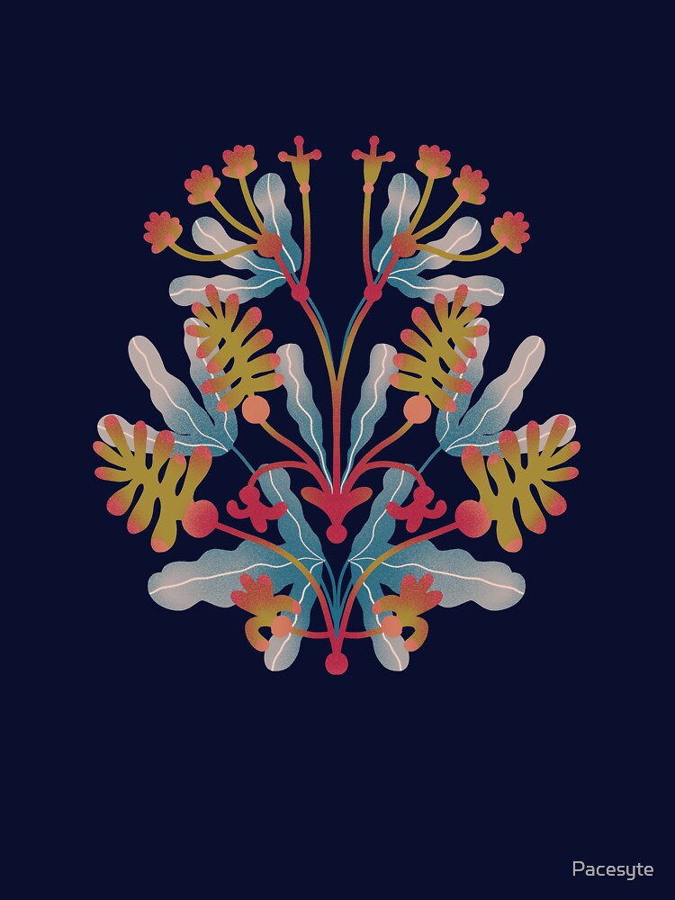 Symmetrical botanical composition in mustard and blue by Pacesyte T-Shirts, Hoodie, Sweatshirt | BlankRebels.com (Image 3)