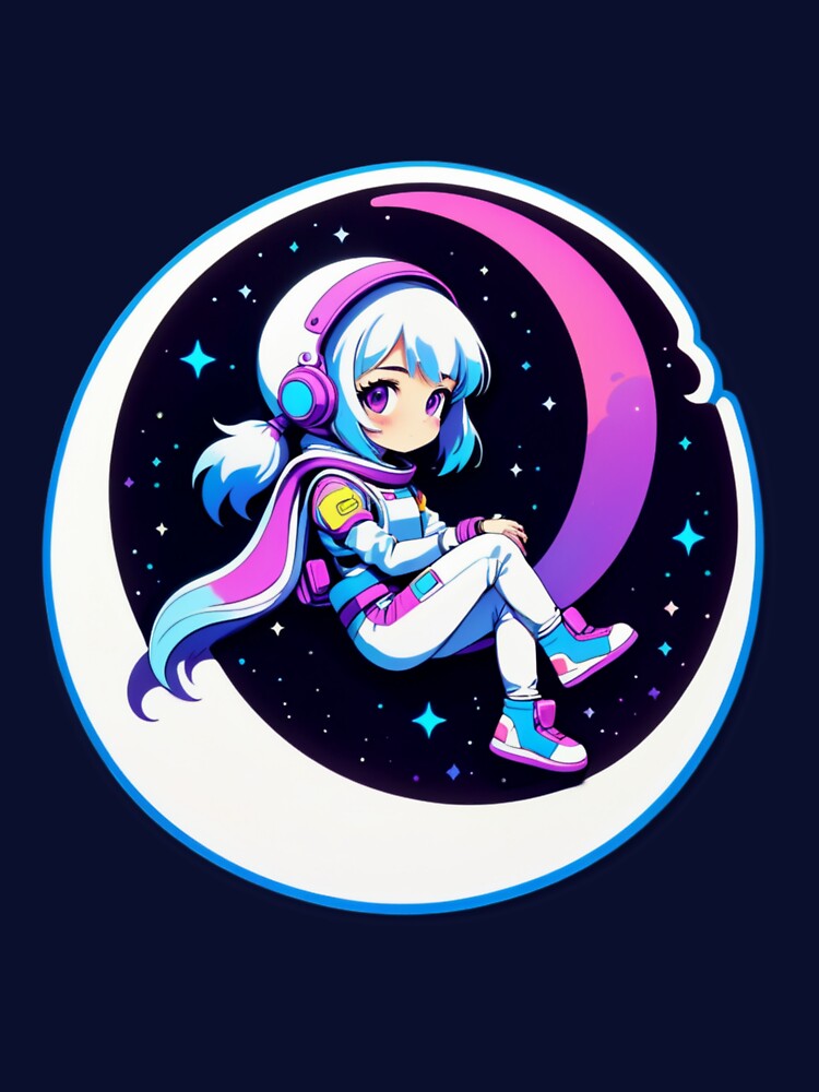 Space Girl Sitting Glowing Moon T-Shirts, Hoodie, Sweatshirt