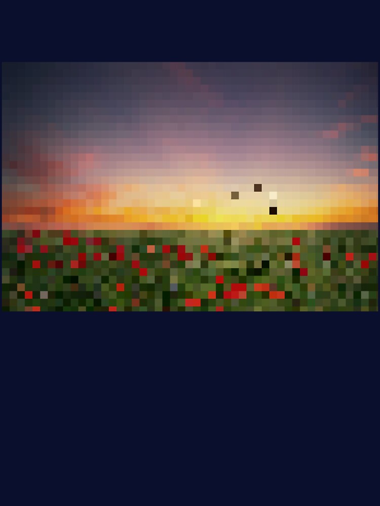 Pixelated Rose Field Sunset Scene by Potato Quality Prints T-Shirts, Hoodie, Sweatshirt | BlankRebels.com (Image 3)