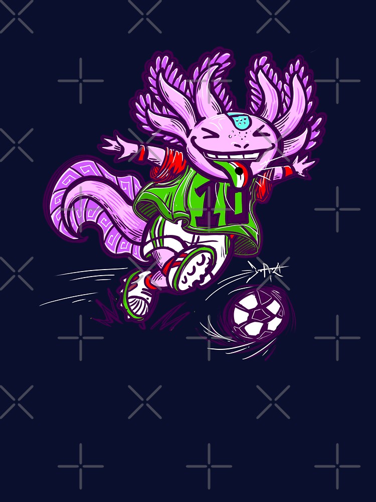 Soccer-playing axolotl color by UrielCalavera