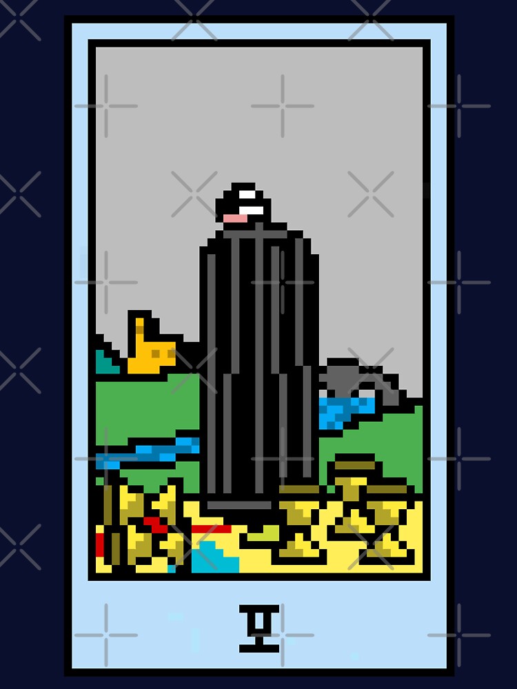 Wait, is this pixel art tarot? Green - Minor Arcana 'Five of Cups' (Design for T-shirt, stickers and other... (Image 3)