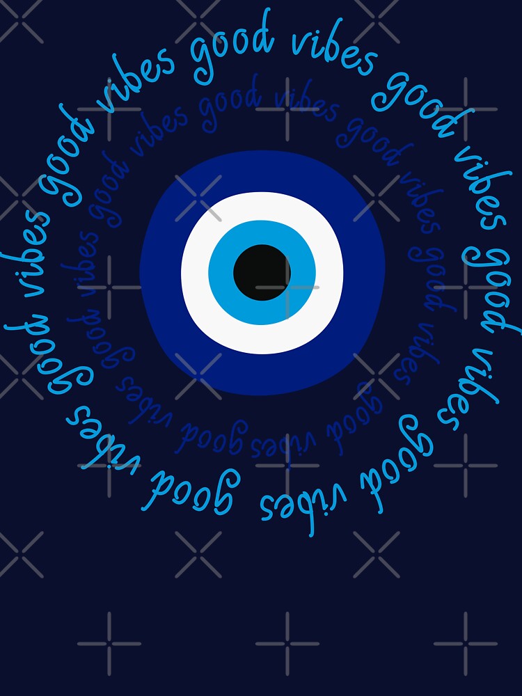Good Vibes and Evil Eye Protection Symbol (Blue Background) by MusesWhispers T-Shirts, Hoodie, Sweatshirt (Image 3)