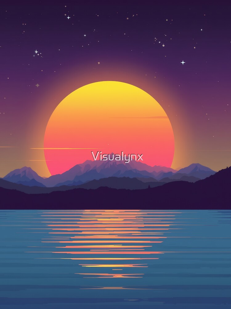 Retro Synthwave Sunset – Neon Mountain Landscape in 80s Vaporwave Style by Visualynx T-Shirts, Hoodie, Sweatshirt (Image 3)