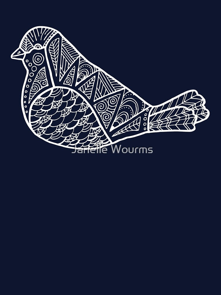 Color Me Bird : White on Navy by Janelle Wourms T-Shirts, Hoodie, Sweatshirt | BlankRebels.com (Image 3)