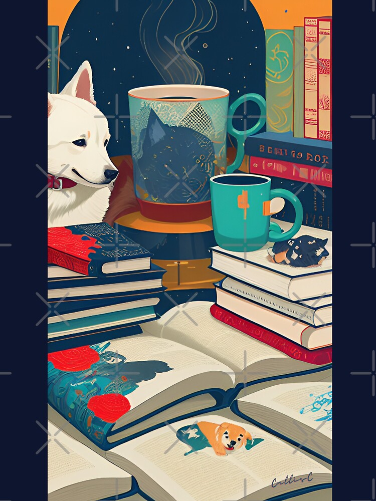 Books and coffee and dogs By CallisC Arts by CallisC-Arts T-Shirts, Hoodie, Sweatshirt | BlankRebels.com (Image 3)