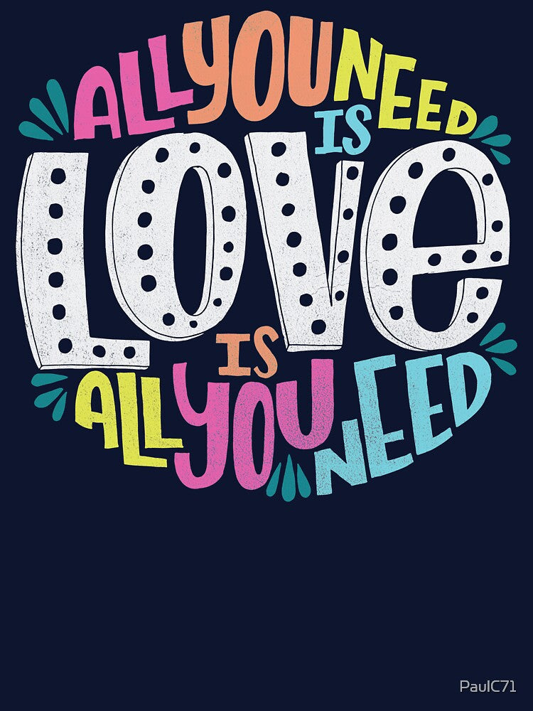 All You Need is Love Typographical Design in Multicolors by PaulC71 T-Shirts, Hoodie, Sweatshirt | BlankRebels.com (Image 3)
