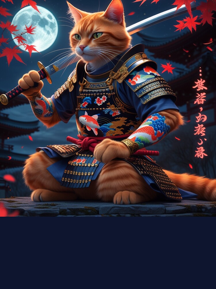 Samurai Ronin Cat | Japanese Warrior Cyberpunk Cat T-shirt & Hoodie by TTCCAI Sweatshirt | BlankRebels.com (Image 3)