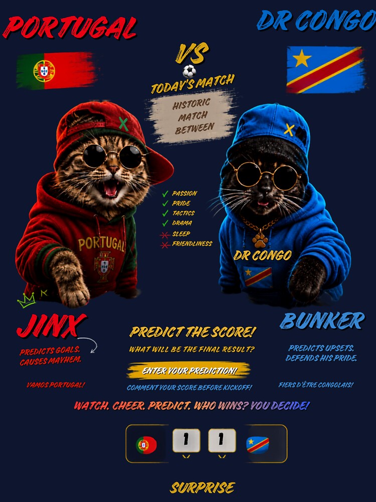 Portugal vs Dr Congo world cup 2026 cat match by nexargraphics