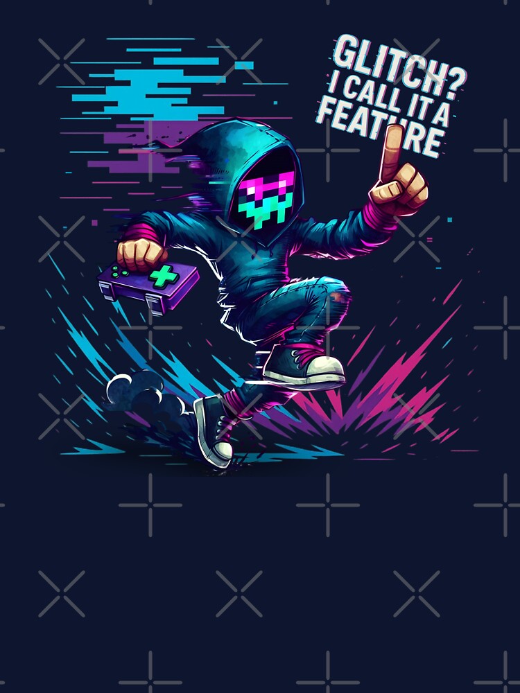 Glitch? I Call It a Feature – Pixel Gamer Hoodie Neon Art by Closeddog T-Shirts, Sweatshirt | BlankRebels.com (Image 3)