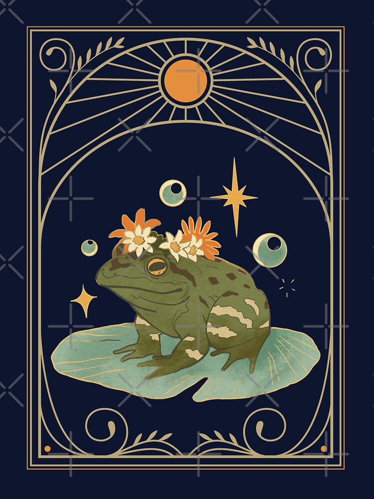 Cottagecore Aesthetic Frog Prince in Floral crown on a Lotus Leaf. by Festive Bug T-Shirts, Hoodie, Sweatshirt (Image 3)