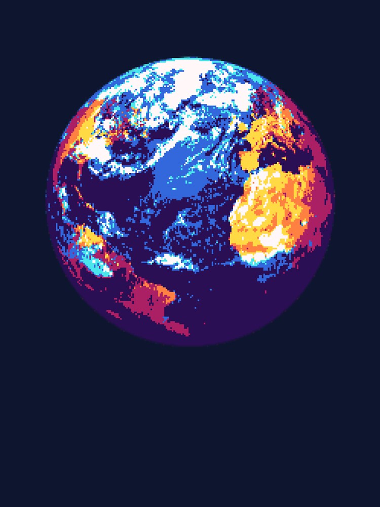 Pixelated Earth (Blue) by Planetation T-Shirts, Hoodie, Sweatshirt | BlankRebels.com (Image 3)