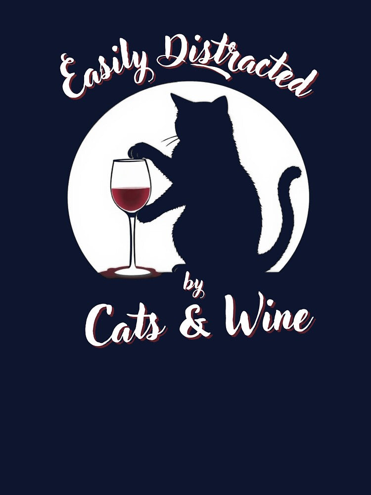 easily distracted by cats and wine design perfect for sassy wine drinkers, introverts, and feline fans by... (Image 3)