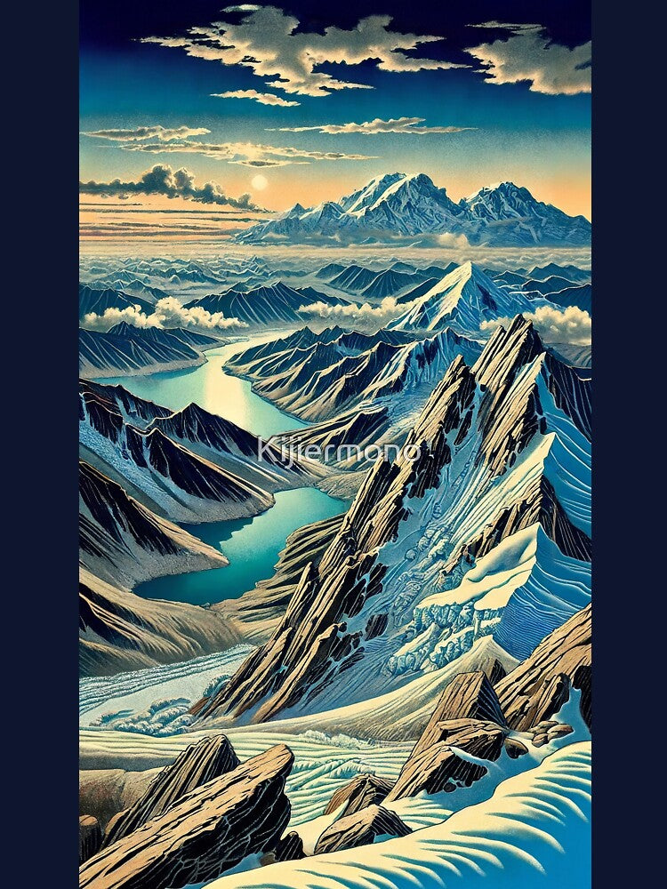 The Trek from Katuha - A Contemporary Ukiyo-e Nature Landscape by Kijiermono