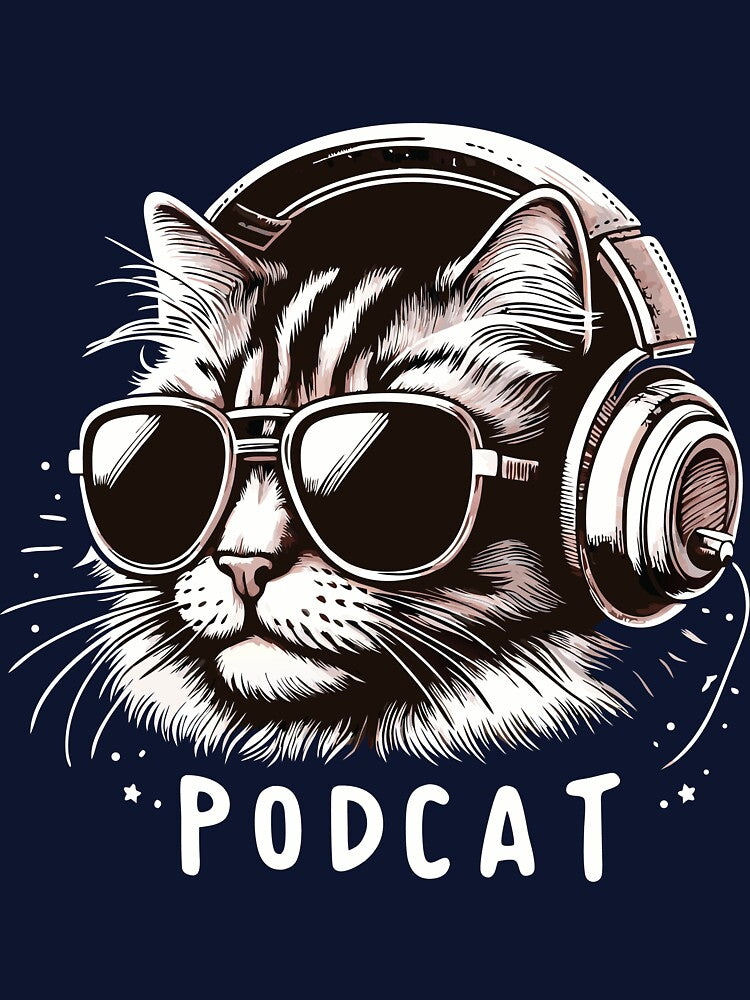 Funny Cool Cat with Headphones – Podcast Pun Design for Music & Cat Lovers by Coowo22 T-Shirts, Hoodie, Sweatshirt (Image 3)