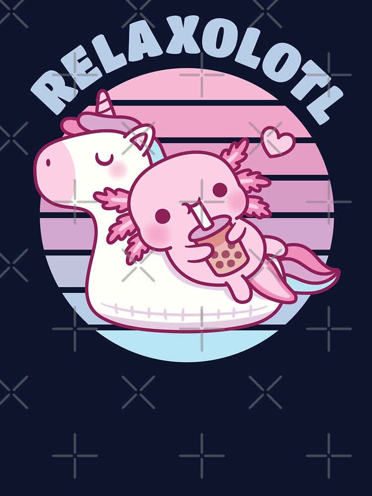 Cute Axolotl Chilling On Unicorn Pool Float Relaxolotl by rustydoodle
