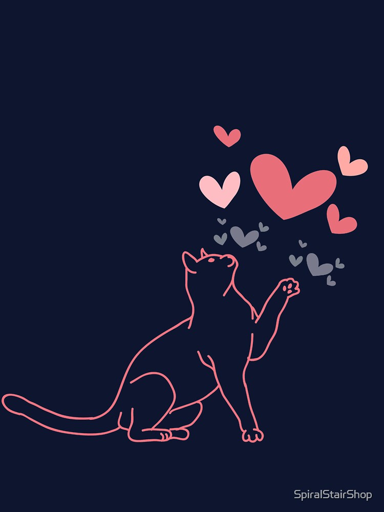 cute cat chasing hearts - sticker, T-shirt - Design Suitable for kids, Transparent Sticker, Glossy Sticker,... (Image 3)