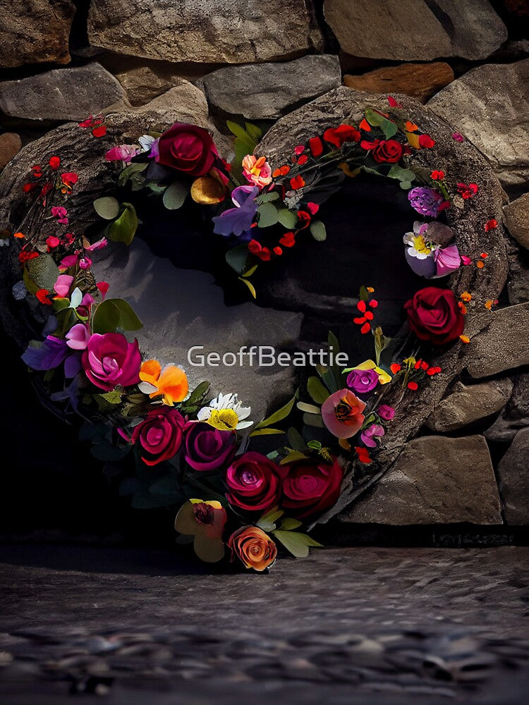 Floral heart ring design on a stone wall 12 both vintage and modern floral wallpaper background new for 2023 by... (Image 3)
