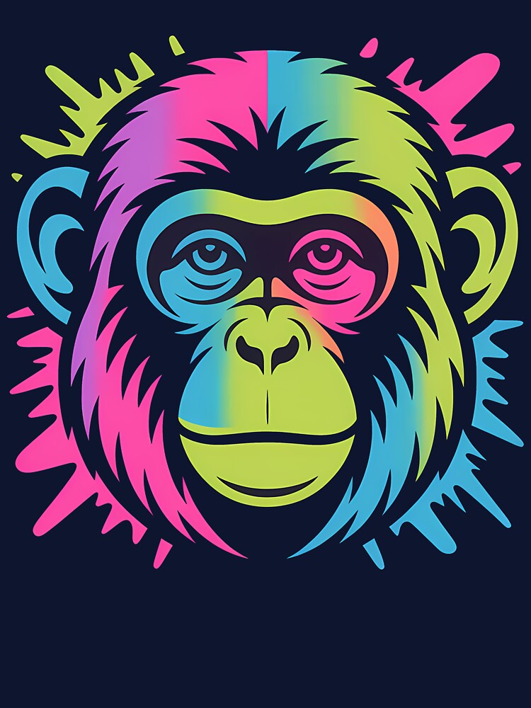 Neon Ape Illustration Streetwear Monkey Design by ElizabethNoer T-Shirts, Hoodie, Sweatshirt | BlankRebels.com (Image 3)