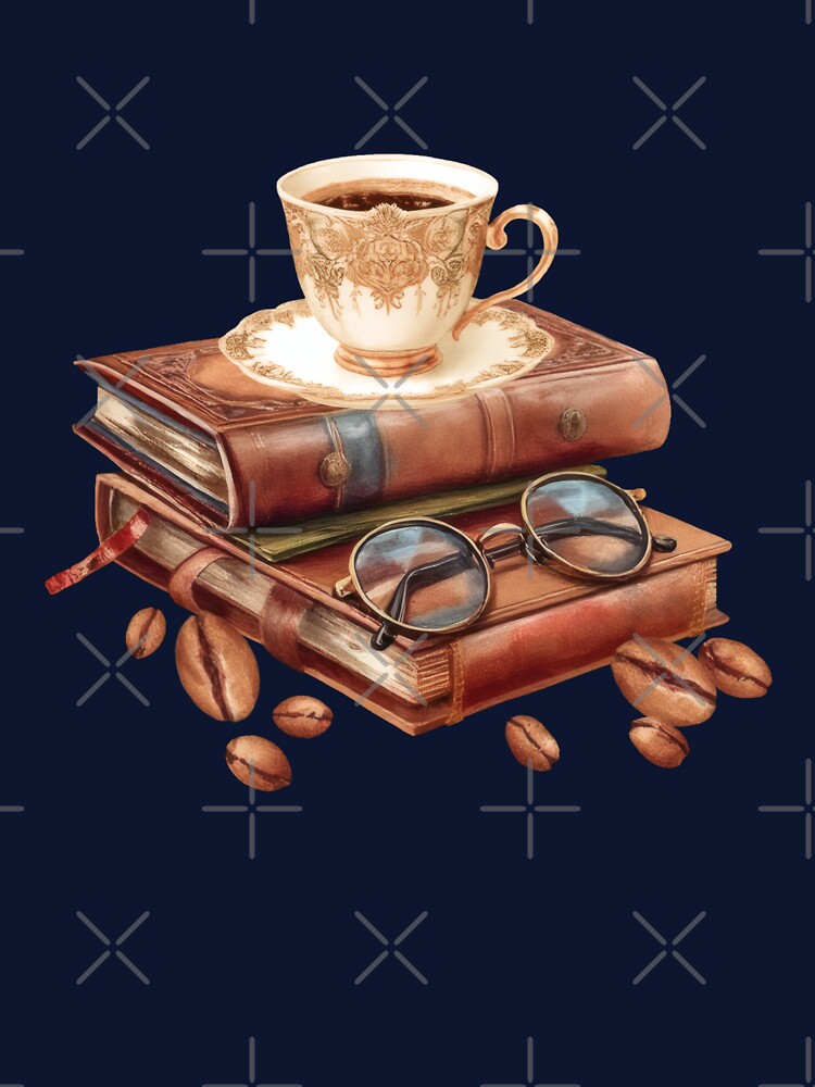 Coffee Cup Coffee Beans Book Glasses | Gift for Book Lover by UnhingedBird T-Shirts, Hoodie, Sweatshirt (Image 3)