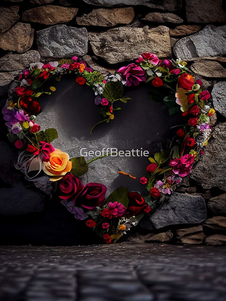floral heart ring design on a stone wall 2 both vintage and modern floral wallpaper background new for 2023 by... (Image 3)
