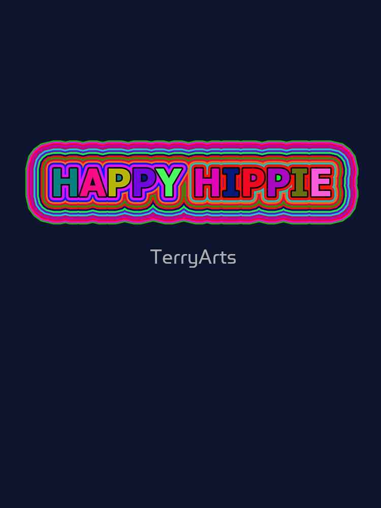 Colorful Happy Hippie Words Free Spirit Colorful Retro Lines 4 of 4 by Beachy T-Shirts, Hoodie, Sweatshirt (Image 3)