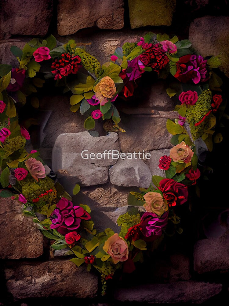 Floral heart ring design on a stone wall 9 both vintage and modern floral wallpaper background new for 2023 by... (Image 3)