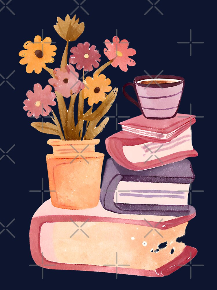 Books and Coffee and Flowers, Cute Watercolor by FarmOfCuties T-Shirts, Hoodie, Sweatshirt | BlankRebels.com (Image 3)