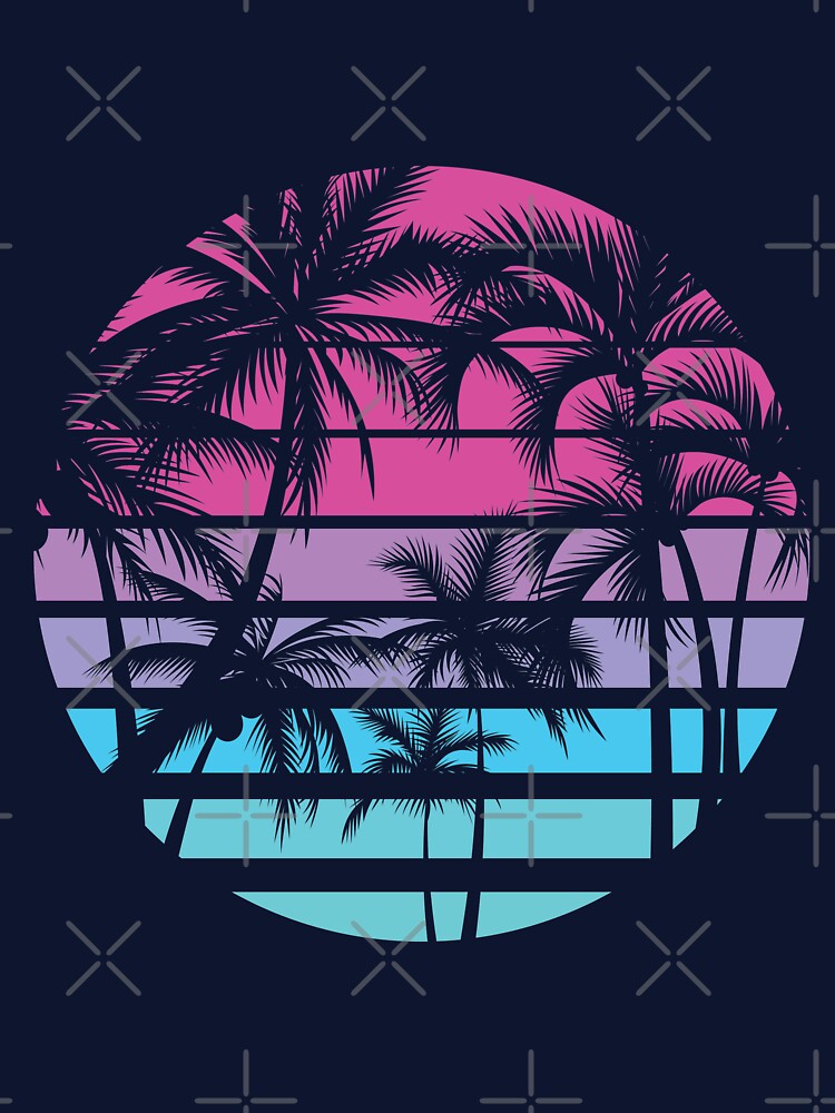 Retro Old Vintage Circle Base Design Palm Tree 90's Color Vibe by avinigav T-Shirts, Hoodie, Sweatshirt (Image 3)