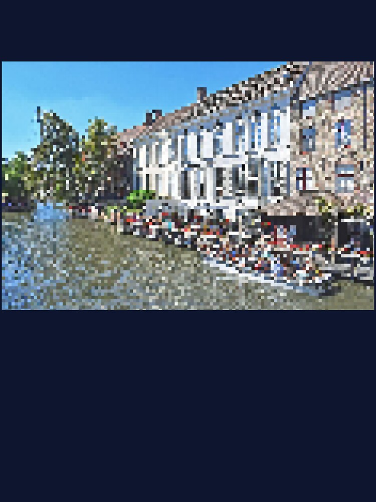 Pixelated Canal Lined Buildings Scene by Potato Quality Prints T-Shirts, Hoodie, Sweatshirt | BlankRebels.com (Image 3)