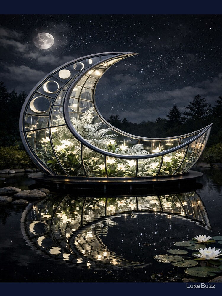 Moon Phase Conservatory Art - Mystical Lunar Architecture Poster by LuxeBuzz T-Shirts, Hoodie, Sweatshirt (Image 3)