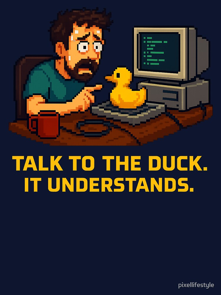 Talk to the Duck – Debugging Desperation Pixel Art by pixellifestyle T-Shirts, Hoodie, Sweatshirt | BlankRebels.com (Image 3)