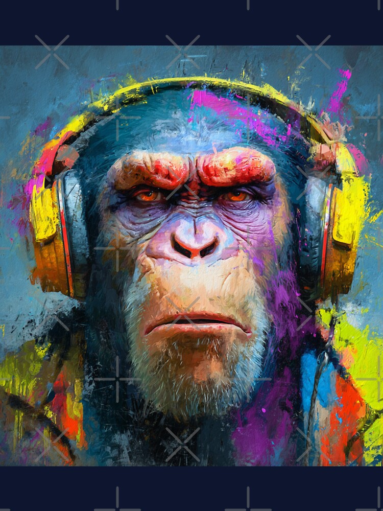 Stylish Dj Monkey Ape With Headphones Vivid Art by GrinGalore T-Shirts, Hoodie, Sweatshirt | BlankRebels.com (Image 3)