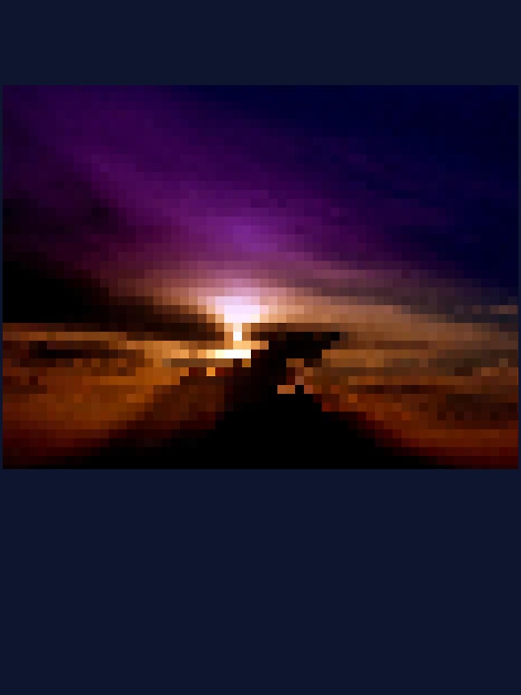 Pixelated Colorful Sunset Silhouette by Potato Quality Prints T-Shirts, Hoodie, Sweatshirt | BlankRebels.com (Image 3)