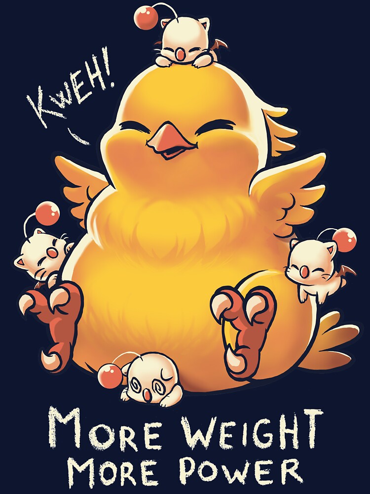 Funny Fat Chocobo - Big Power - Final Fantasy Summon Creature by BlancaVidal T-Shirts, Hoodie, Sweatshirt (Image 3)