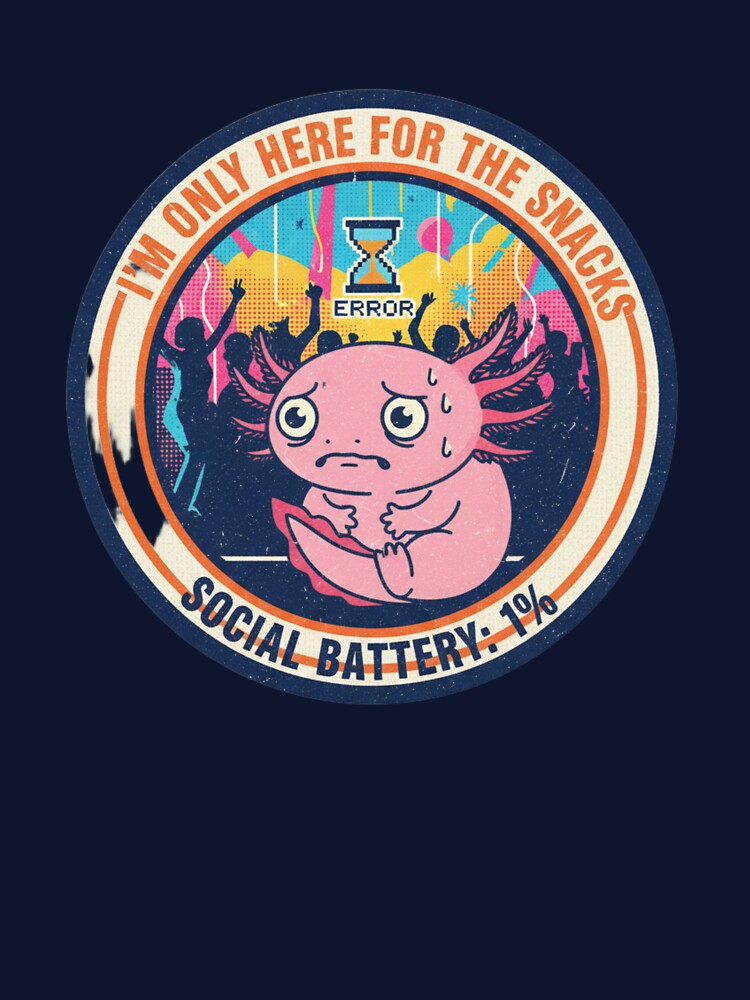 Social Battery 1 Percent Axolotl – Funny Introvert Party Anxiety 90s Vintage Graphic by FakeJoo T-Shirts,... (Image 3)
