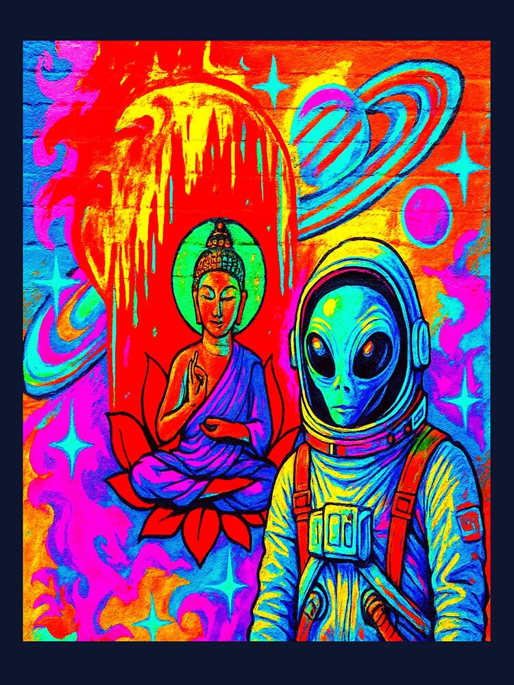 Alien and Buddha in psychedelic dimension by ROAD TRIPPING T-Shirts, Hoodie, Sweatshirt | BlankRebels.com (Image 3)