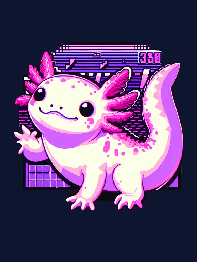 Retro Vaporwave Style Axolotl Art by Mr Pyuku T-Shirts, Hoodie, Sweatshirt | BlankRebels.com (Image 3)