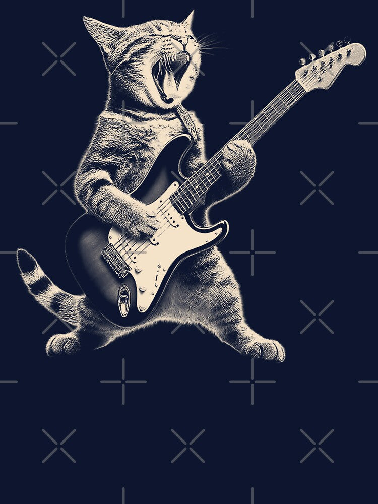 Rock Cat Playing Guitar Shirt,A Funny Guitar Cat Hoodie, by chipmuckdesignn Sweatshirt | BlankRebels.com (Image 3)