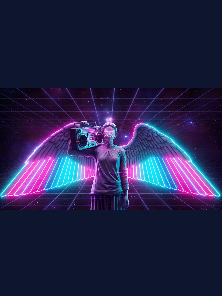 Neon Angel Statue with Boombox - 80s Vaporwave Glitch Art by powersunlight T-Shirts, Hoodie, Sweatshirt (Image 3)