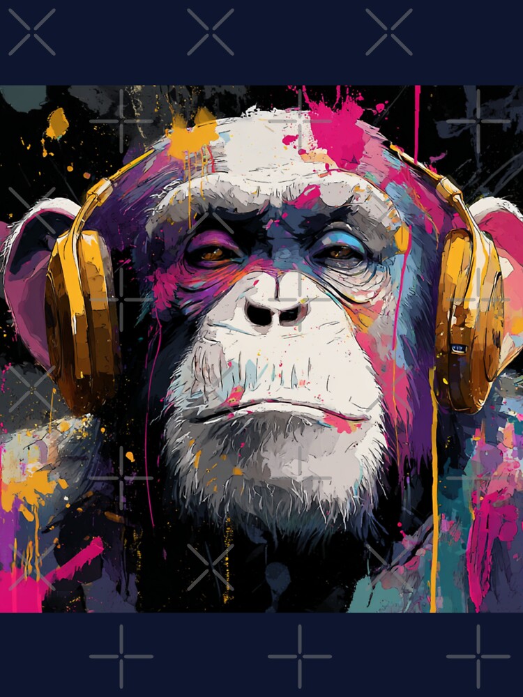 DJ Monkey Thinker Colorful With Gold Headphones by GrinGalore T-Shirts, Hoodie, Sweatshirt | BlankRebels.com (Image 3)