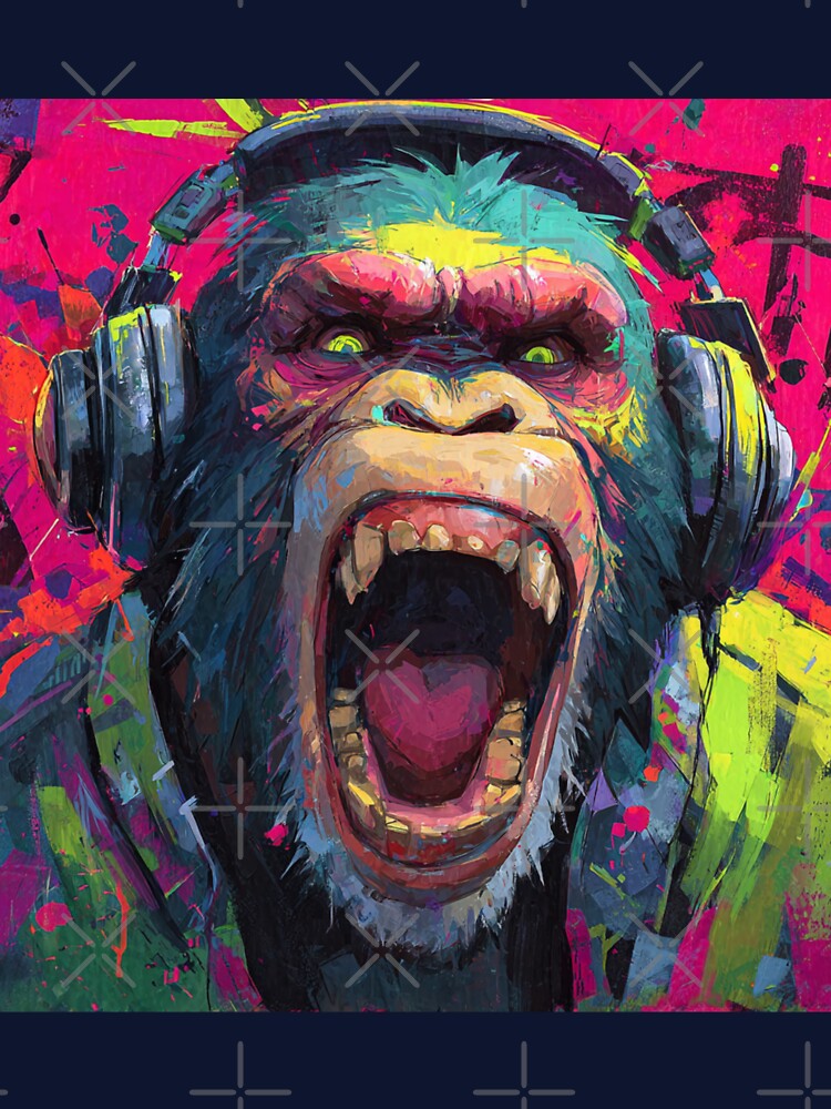Dj Monkey Thinker Mad Baboon With Headphones Art by GrinGalore T-Shirts, Hoodie, Sweatshirt | BlankRebels.com (Image 3)