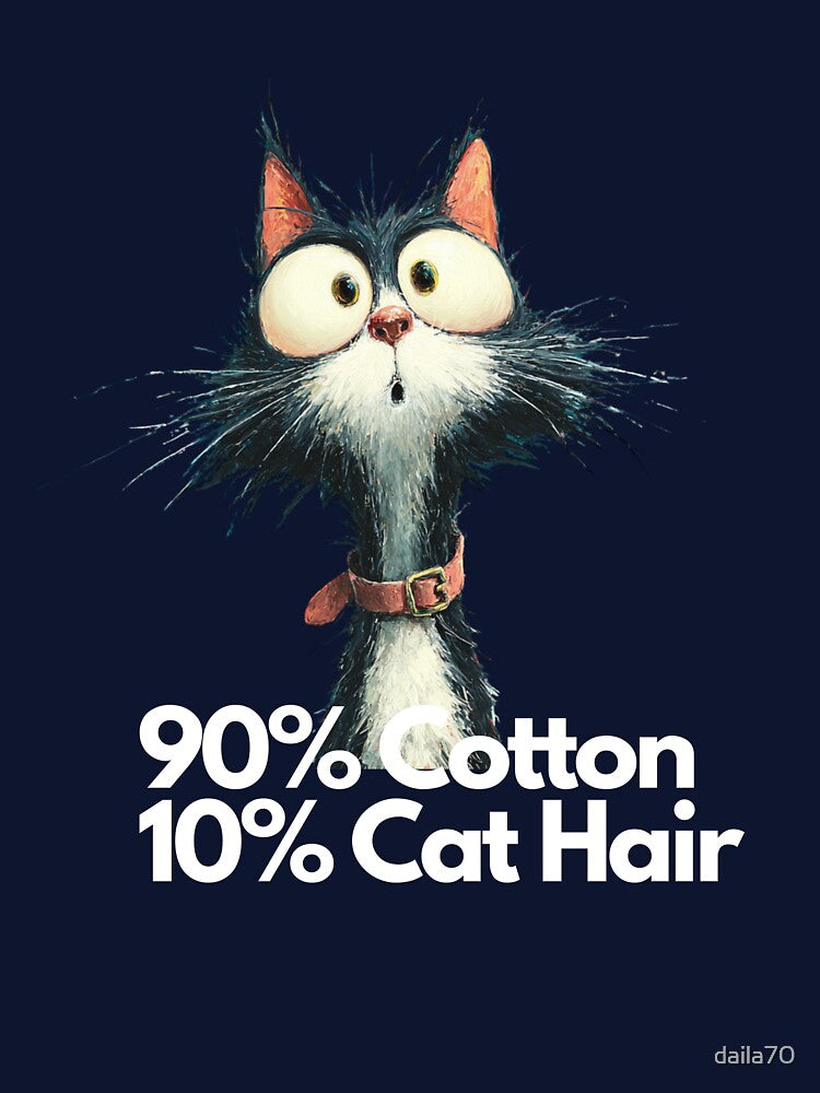 90% Cotton 10% Cat Hair Funny Cat T-Shirt Hoodie– Cute Feline Humor Gift for Cat Lovers by daila70 Sweatshirt (Image 3)