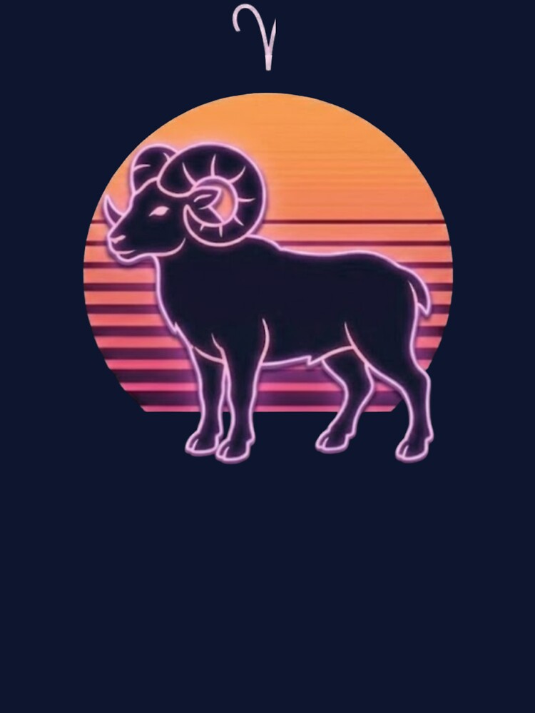 Aries Zodiac Retro Sunset – Neon Ram Astrology Print by DPSz T-Shirts, Hoodie, Sweatshirt | BlankRebels.com (Image 3)