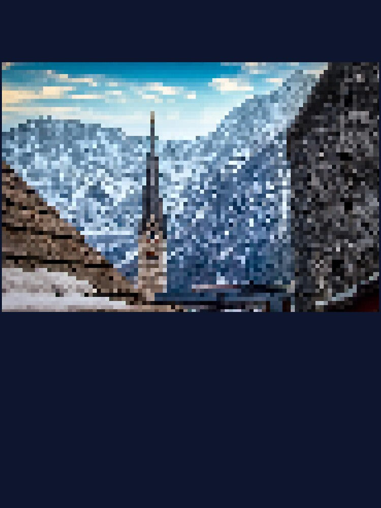 Pixelated Mountainous Winter Church Scene by Potato Quality Prints T-Shirts, Hoodie, Sweatshirt | BlankRebels.com (Image 3)