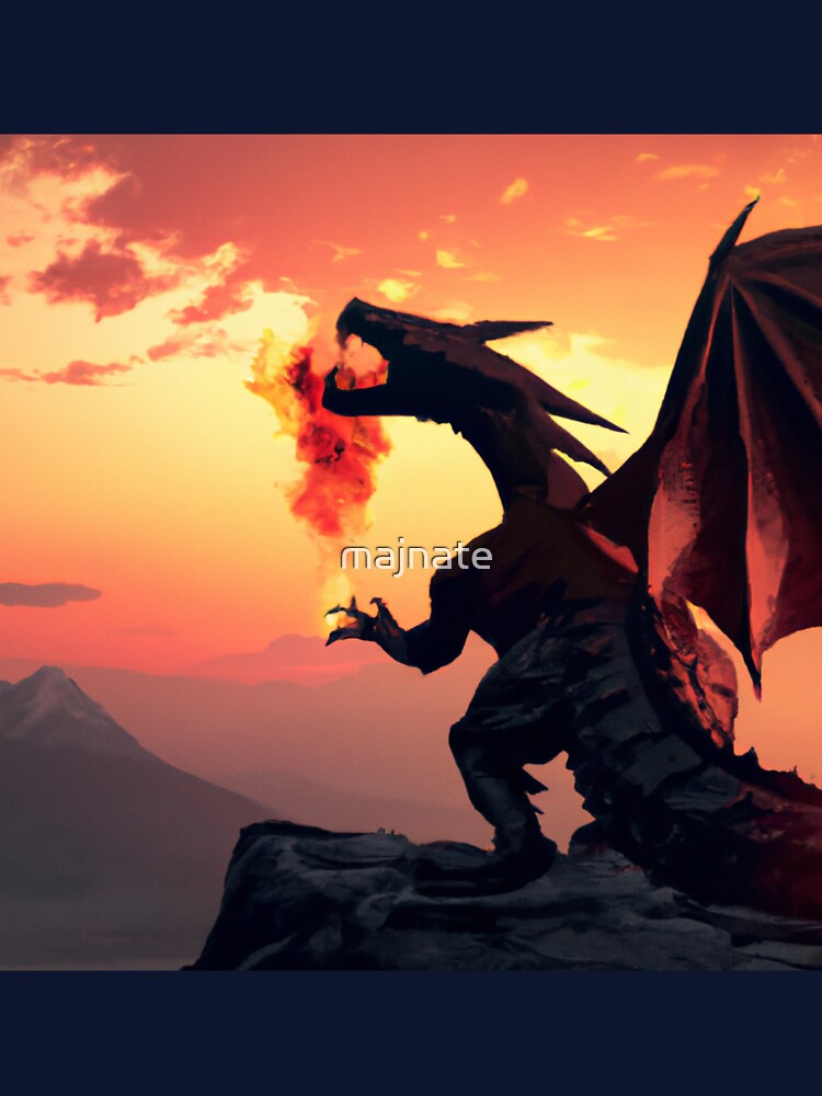 Dragon's inferno: A dragon in all its glory, letting out the fire breath surrounded by the beautiful mountain... (Image 3)