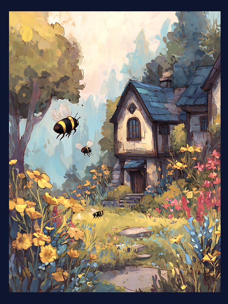 Whimsical Cottagecore Busy Bee by bapupa T-Shirts, Hoodie, Sweatshirt | BlankRebels.com (Image 3)