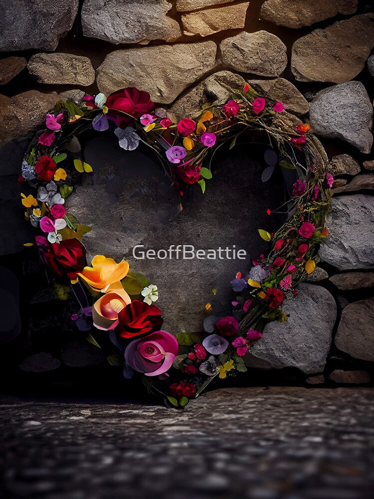 Floral heart ring design on a stone wall 6 both vintage and modern floral wallpaper background new for 2023 by... (Image 3)