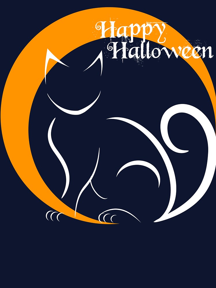Happy Halloween Cat with Moon by Risa-C T-Shirts, Hoodie, Sweatshirt | BlankRebels.com (Image 3)