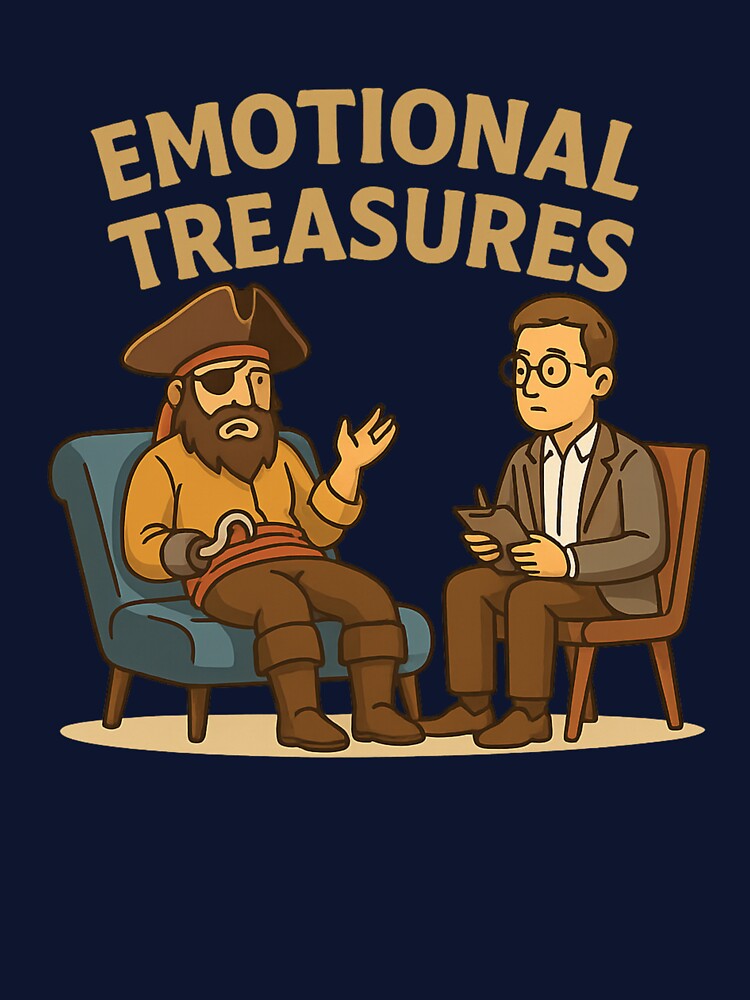 "Funny Pirate at Therapy – Hilarious Counseling Session Meme T-Shirt by WackyWardrobeCo