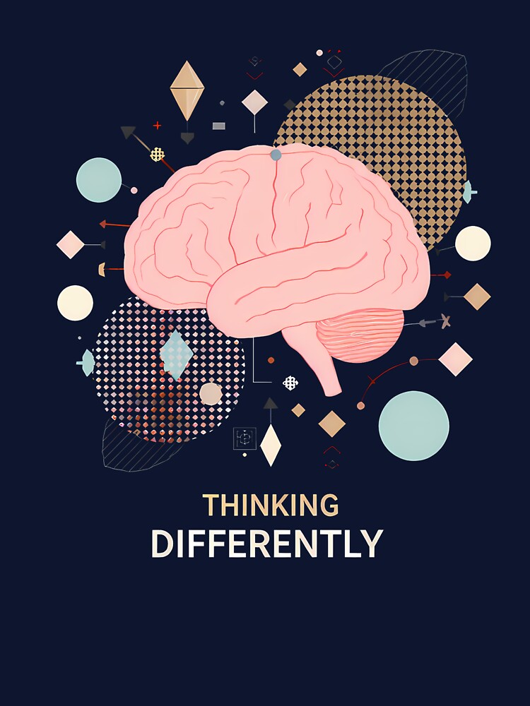 Thinking Differently – Neurodivergent Brain Illustration | Modern Geometric Design by PureBrain T-Shirts,... (Image 3)